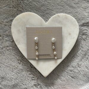 Nadri Gold and White Freshwater Pearl Earrings